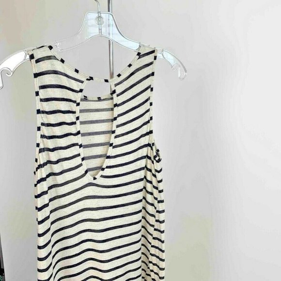 Becca Women's Tank Dress White Navy Stripe High Low Keyhole Back Tie Knot Hem XS - Picture 4 of 9